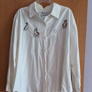 Woman's Shirt w/Dog Embroidery